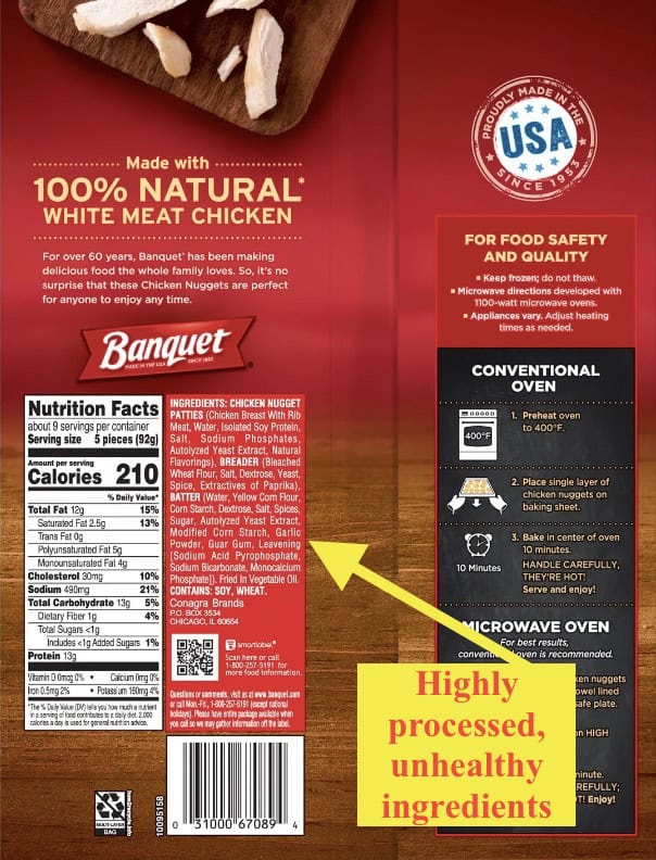 example of an unhealthy food labeled "natural"- Banquet Chicken Breast Nuggets